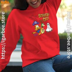 garfield scaredy cat halloween women red hoodie female