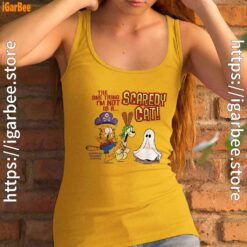 garfield scaredy cat halloween yellow tank top women