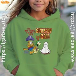 garfield scaredy cat halloween youth girl green hoodie