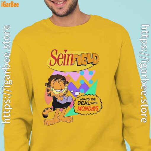 garfield seinfeld man with yellow sweatshirt