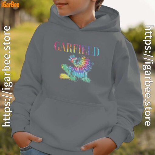 garfield tie dye gray hoodie kids