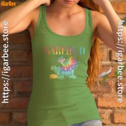 garfield tie dye green tank top for women