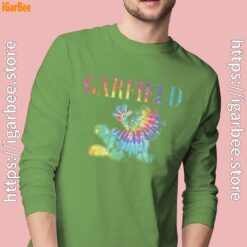 garfield tie dye men long sleeve green