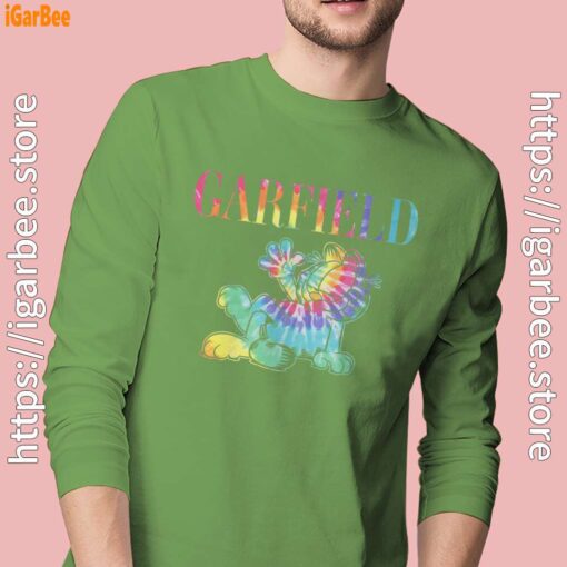 garfield tie dye men long sleeve green