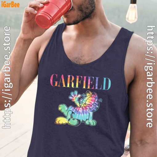 garfield tie dye navy tank tops with men