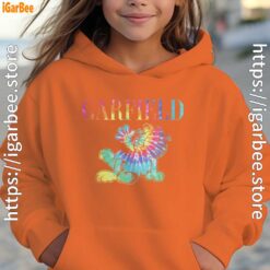 garfield tie dye orange hoodies for girl