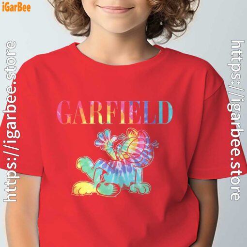 garfield tie dye red t shirt for youth boy