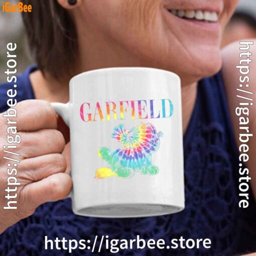 garfield tie dye white coffee mug
