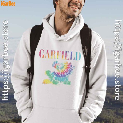 garfield tie dye white men hoodie