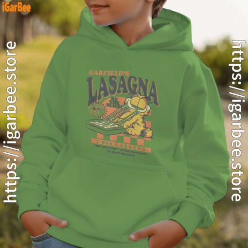 garfield vintage the slice garfields lasagna green hoodie for boys
