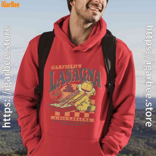 garfield vintage the slice garfields lasagna red men hoodie
