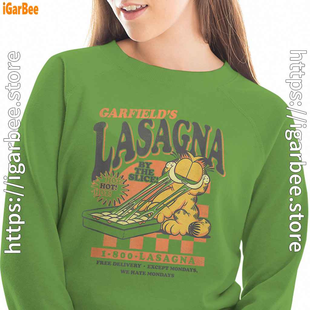 garfield vintage the slice garfields lasagna women with green sweatshirt garfield vintage the slice garfields lasagna women with green sweatshirt