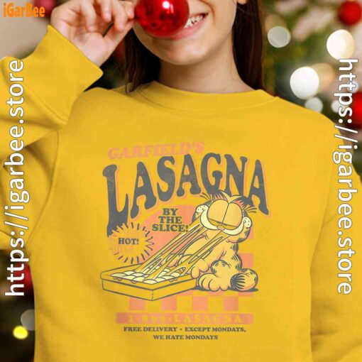 garfield vintage the slice garfields lasagna yellow youth girl sweatshirt