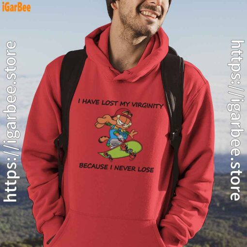 garfield virginity red men hoodie