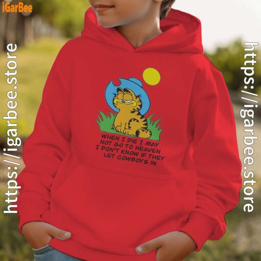 garfield when die red hoodie kids