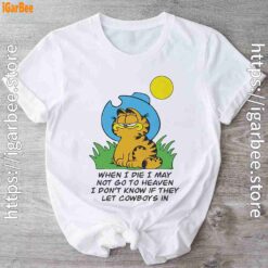 garfield when die white t shirt