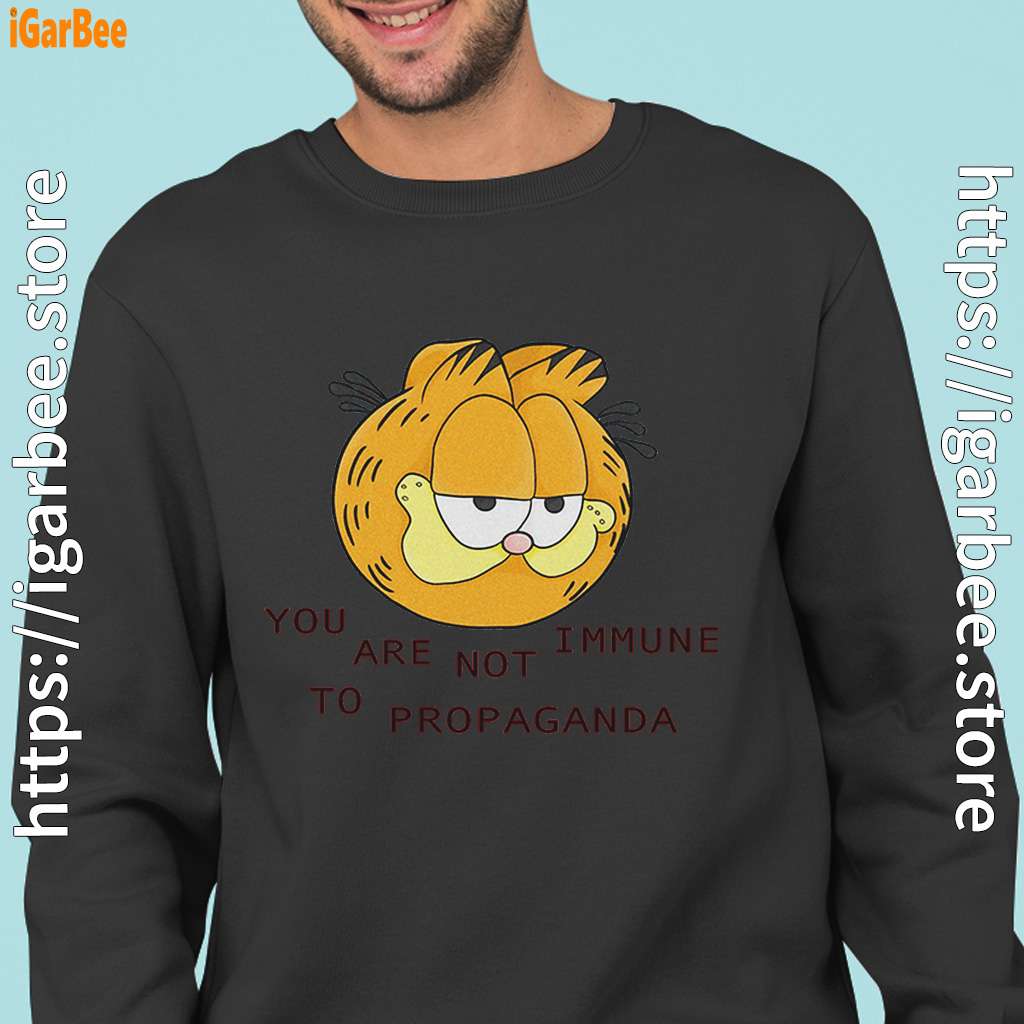 garfield you are not immune to propaganda black sweatshirt for men garfield you are not immune to propaganda black sweatshirt for men