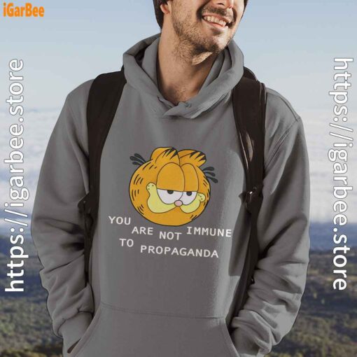 garfield you are not immune to propaganda gray men hoodie for male