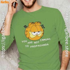 garfield you are not immune to propaganda green long sleeve with men