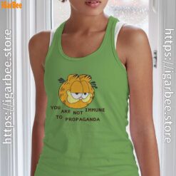 garfield you are not immune to propaganda green tank top women