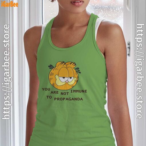 garfield you are not immune to propaganda green tank top women