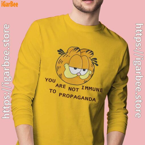 garfield you are not immune to propaganda men's yellow long sleeve