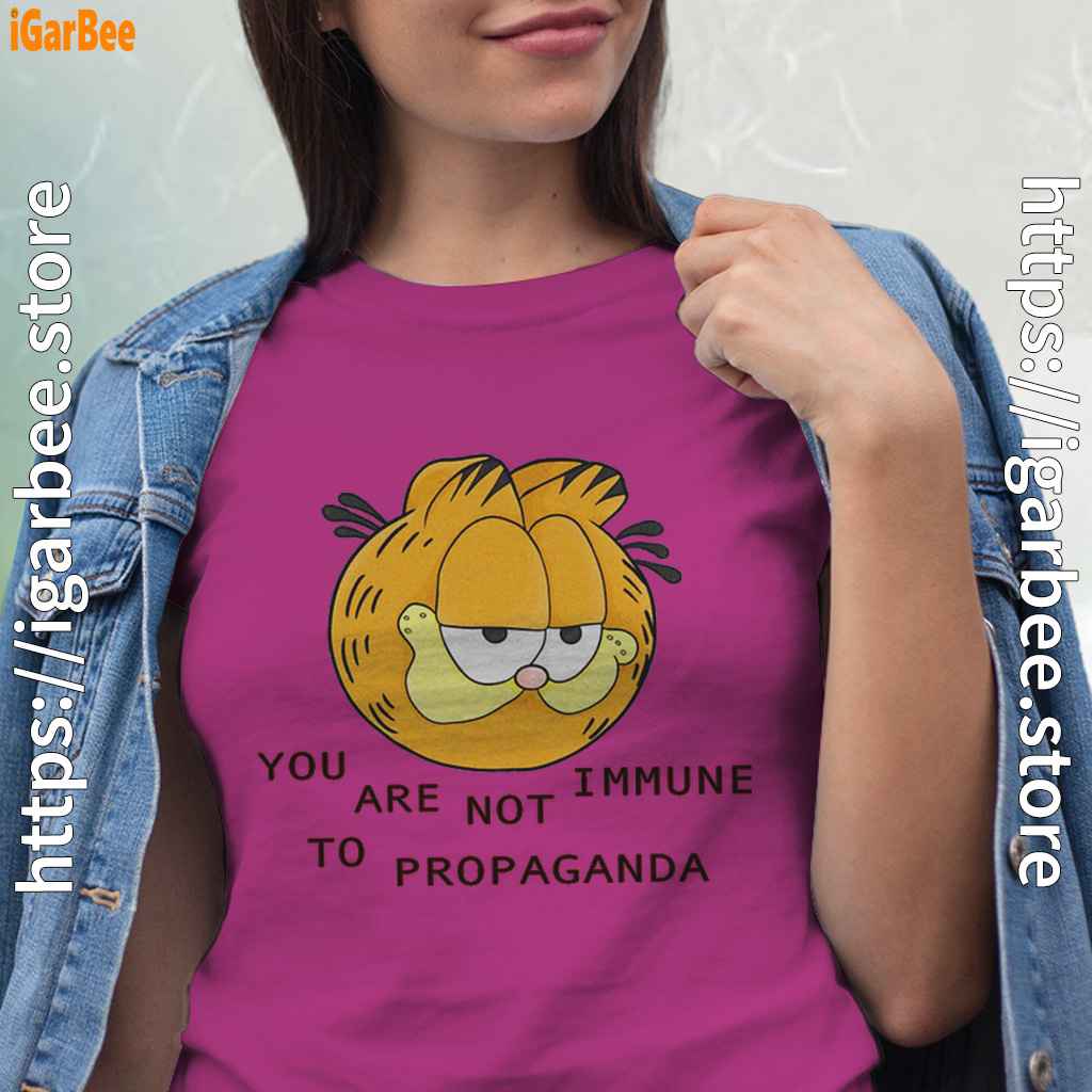 garfield you are not immune to propaganda pink women shirt garfield you are not immune to propaganda pink women shirt
