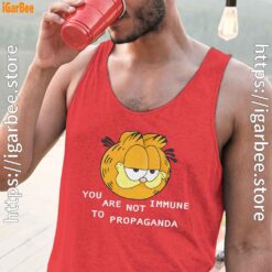garfield you are not immune to propaganda red tank tops for men