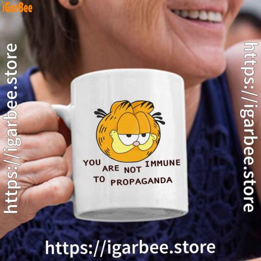garfield you are not immune to propaganda white coffee mug