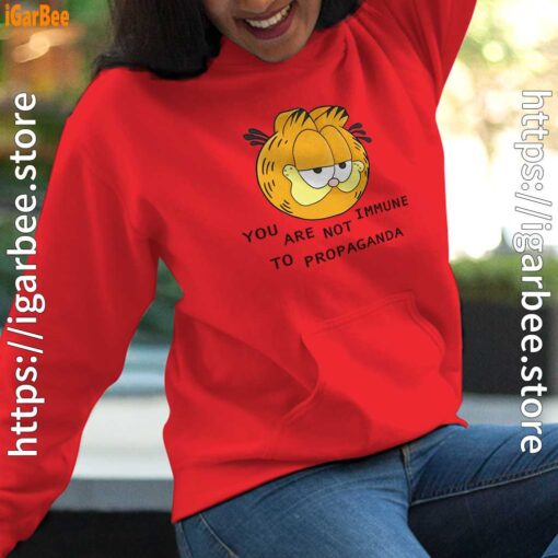 garfield you are not immune to propaganda women red hoodie female