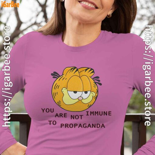 garfield you are not immune to propaganda women's pink long sleeve