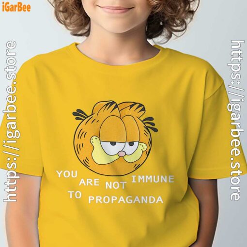 garfield you are not immune to propaganda yellow t shirt for kid boy
