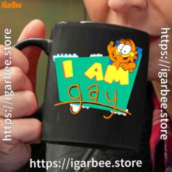 gay garfield black coffee mug