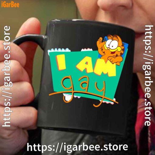 gay garfield black coffee mug