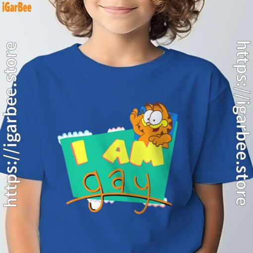 gay garfield blue t shirt for youth boy