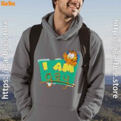 gay garfield gray men hoodie for male