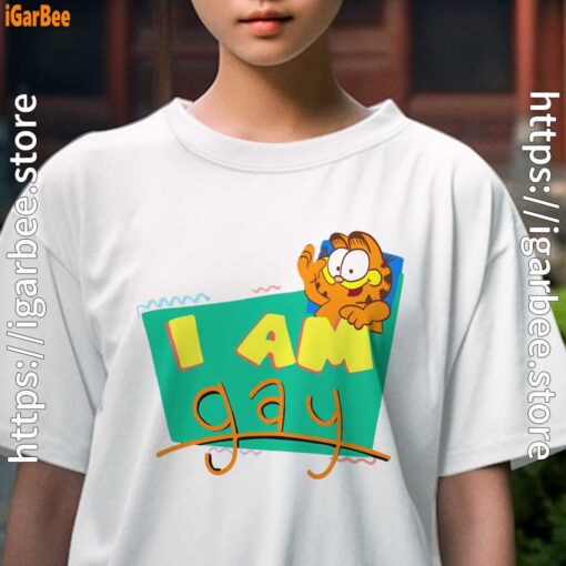 gay garfield kids girl white tee female