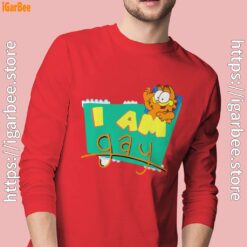 gay garfield men with red long sleeve