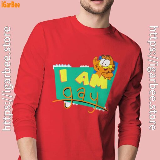gay garfield men with red long sleeve
