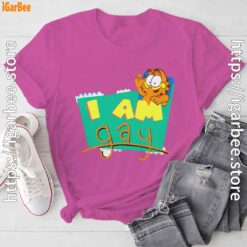 gay garfield pink tee shirt