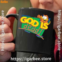 god is dead garfield black coffee mug