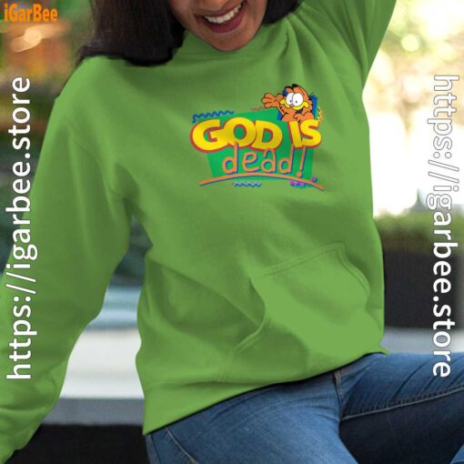 god is dead garfield green women hoodie