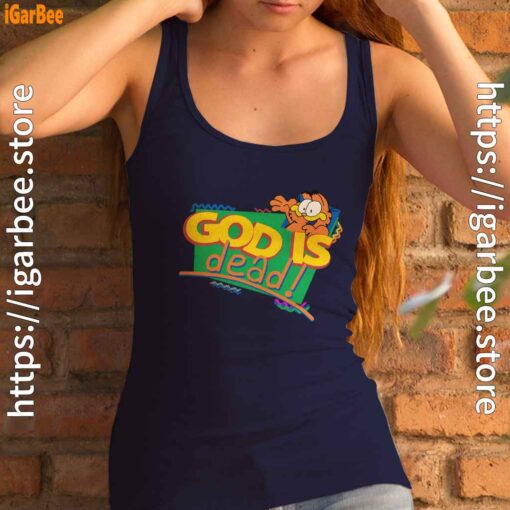 god is dead garfield navy tank top with women