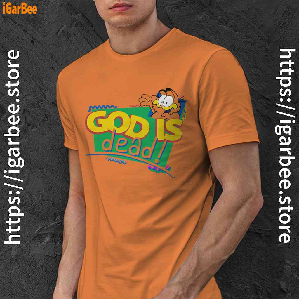 god is dead garfield orange men shirt god is dead garfield orange men shirt