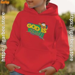 god is dead garfield red hoodie kids