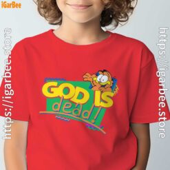 god is dead garfield red t shirt for youth boy
