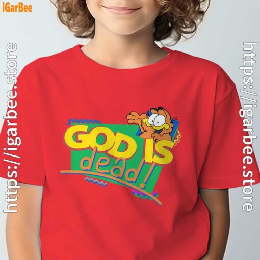 god is dead garfield red t shirt for youth boy