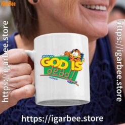 god is dead garfield white coffee mug
