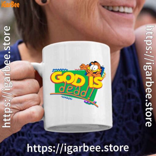 god is dead garfield white coffee mug