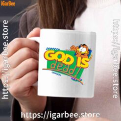 god is dead garfield white mug